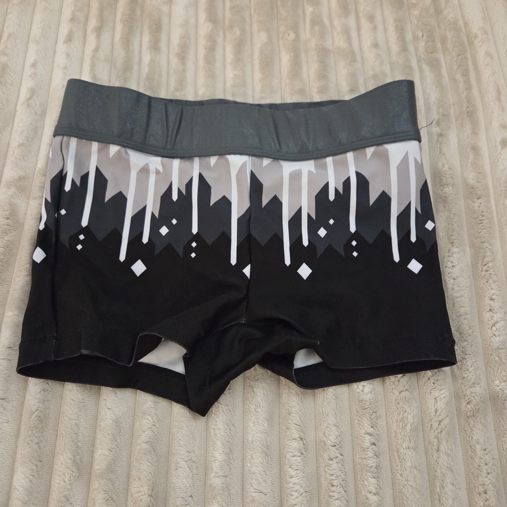 Rebels Athletic Cheer Shorts Shimmer Gray Waist Band Size Youth XL Girls